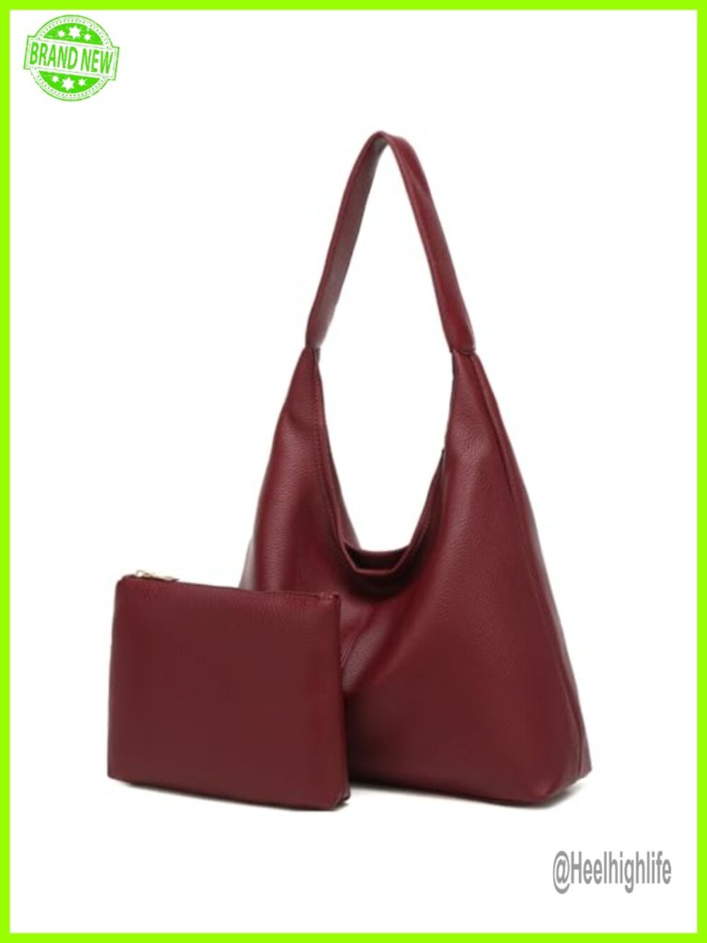 Slouchy Hobo Bag Soft PU Leather Shoulder Tote for Work Travel